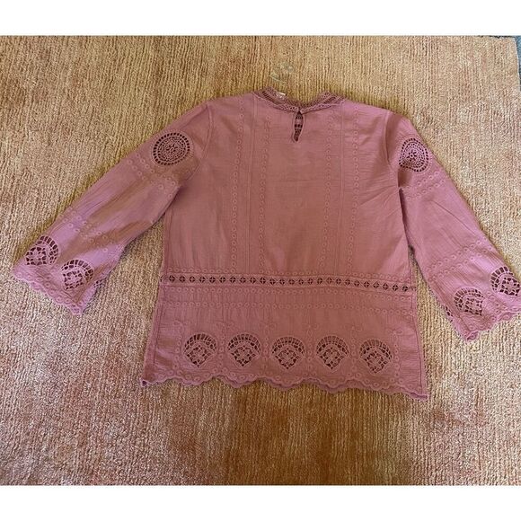 NWOT EST 1946 Pink Crochet Lace Blouse Women’s M Cotton Rayon Embroidered Top - Picture 8 of 8